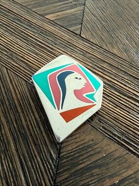 Vintage Taxco Mexico Sterling Silver & Enamel Modernist Brooch T9-28
